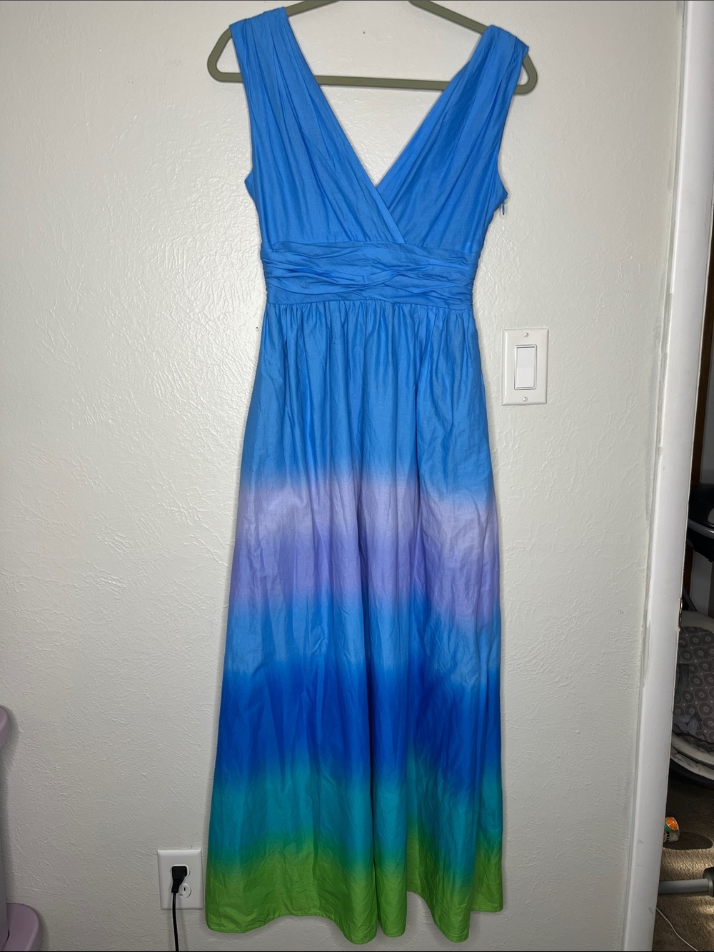 Taylor Blue Ombré Maxi Dress - Size XS V-Neck Pockets Wedding Guest Mermaid